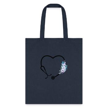 Floral Stethoscope - Tote Bag - navy - Front