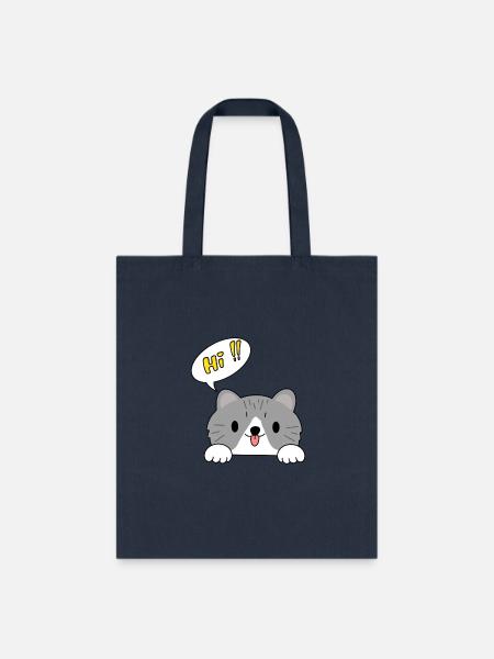 cat hello - Tote Bag - navy