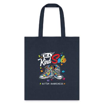 Be A Kind Sole Autism Awareness Rainbow Puzzle - Tote Bag - navy - Front