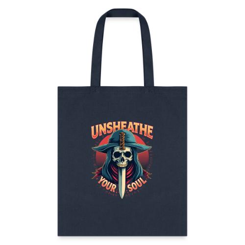 Unsheathe Your Soul Samurai Skull with Sword Art - Tote Bag