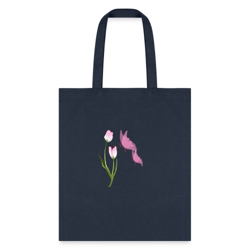 Pink Tulip and Pink Butterflies - Tote Bag