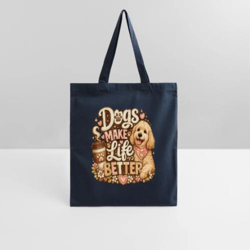 Dogs Make Life Better | Faux Embroidery Style - Tote Bag