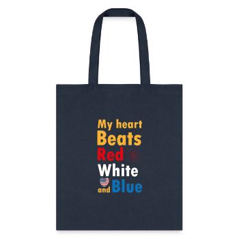 my heart beats red white and blue - Tote Bag - navy - Front