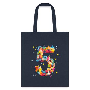 5 Yrs Old Birthday Blocks - Tote Bag - navy - Front