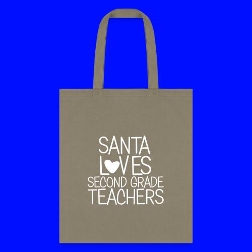 Santa Loves Second Grade Teachers Christmas Tee - Tote Bag