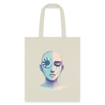 Digital Tears of AI – Cyberpunk Pixel Art Emotion - Tote Bag - natural - Front