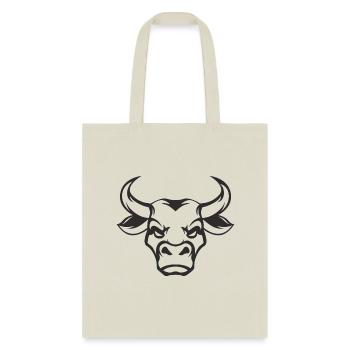 Shape bull head cool tattoo animal vector image - Tote Bag - natural - Front