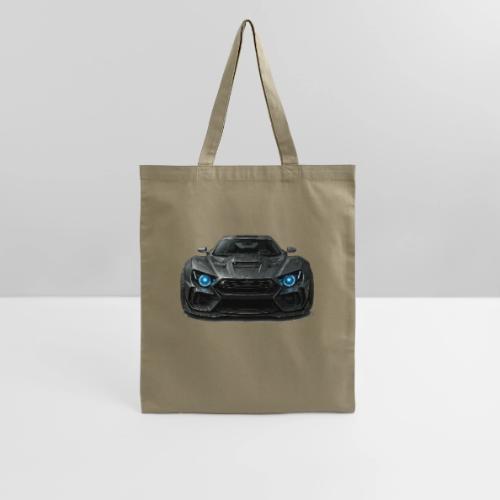 Futuristic Black Sports Car with Blue Lights - Tote Bag