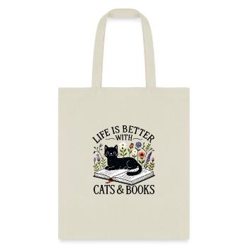 Cute cat design on a comfy tee Funny cat t-shirt - Tote Bag - natural - Front