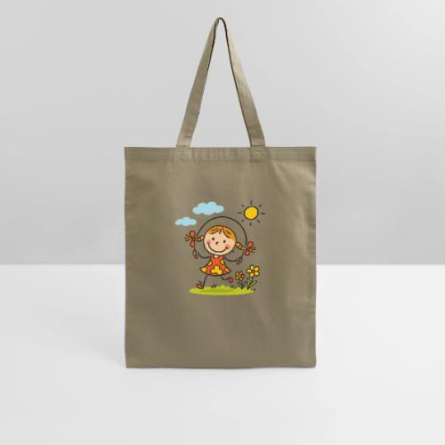 Happy Girl Jump Rope Cartoon T-Shirt - Tote Bag