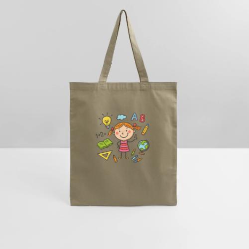 Cartoon Girl Learning Kids School T-Shirt - Tote Bag