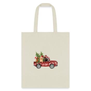 Dachshund On Car Christmas Ornament Xmas Ornaments - Tote Bag - natural - Front