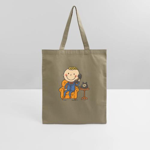 Cartoon Boy in Suit Talking on Phone - Tote Bag