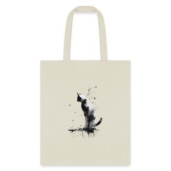 A black and white cat ink drawing ink droping - Tote Bag - natural - Front
