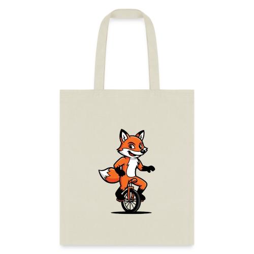 Unicycle Fox Cartoon - Tote Bag