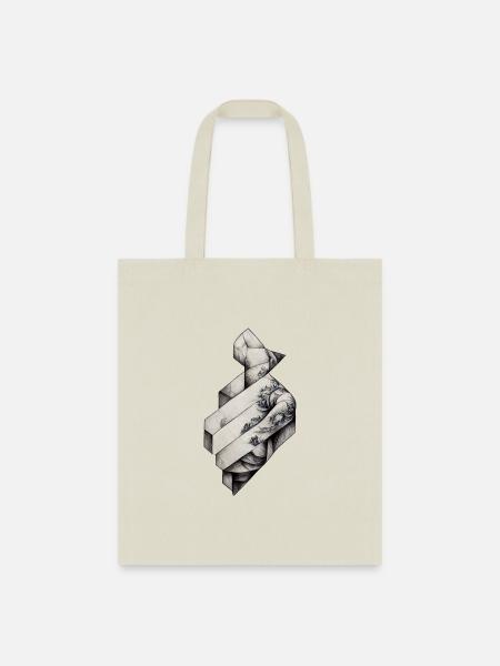 Geometric black and white ink - Tote Bag - natural