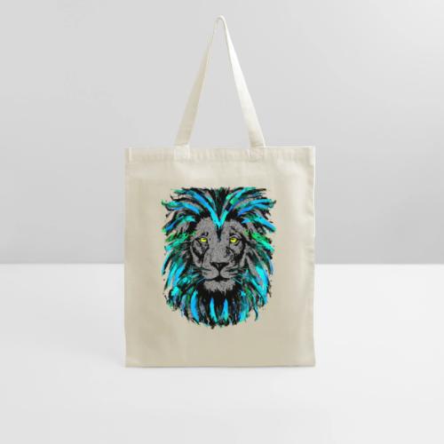Turquoise Lion Head Drawing - Zodiac Leo - Tote Bag
