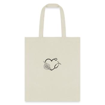 floral stethoscope heart - Tote Bag - natural - Front