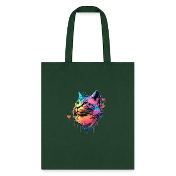 A cat logo on the occasion of Valentines Day - Tote Bag - forest green - Front