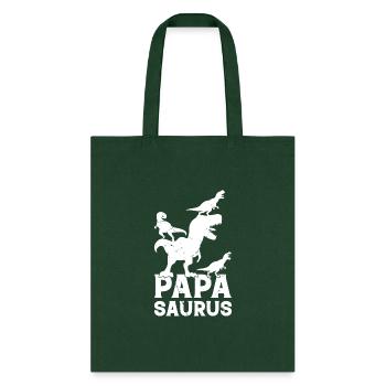 PapaSaurus Papa With Three Kids - Papa Saurus Papa - Tote Bag - forest green - Front