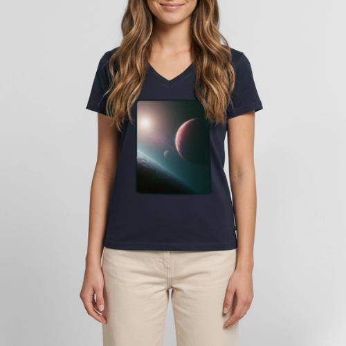 Deep Space Planet Horizon Art - Women's Premium Organic V-Neck T-shirt