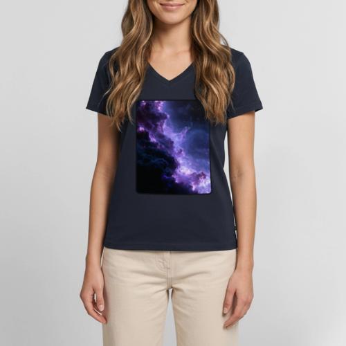 Purple Nebula Space Design - Women's Premium Organic V-Neck T-shirt