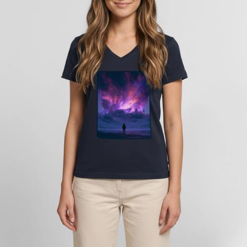 Cosmic Supernova Night Design - Women's Premium Organic V-Neck T-shirt