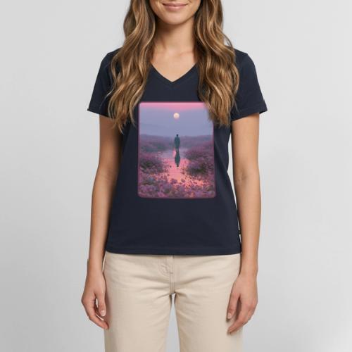 Ethereal Sunset Flower Field Art - Women's Premium Organic V-Neck T-shirt