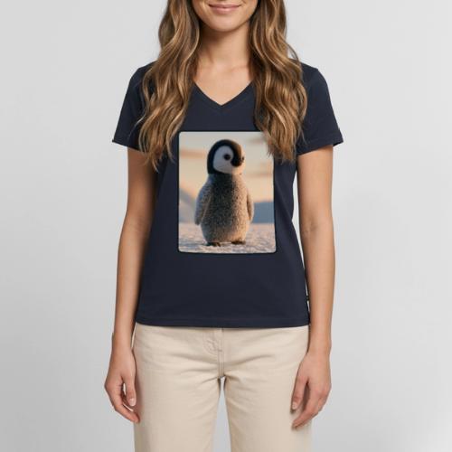 Cute Penguin Chick Sunrise Design - Women's Premium Organic V-Neck T-shirt
