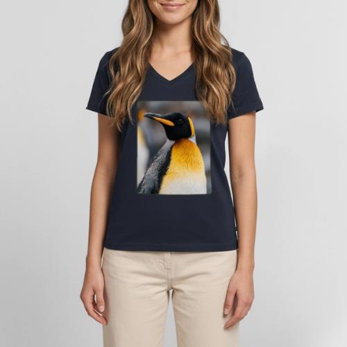 King Penguin Portrait Design - Women's Premium Organic V-Neck T-shirt