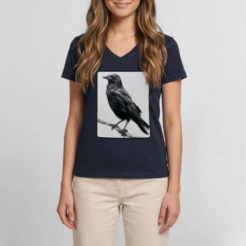 Raven Black and White Art Design - Women's Premium Organic V-Neck T-shirt