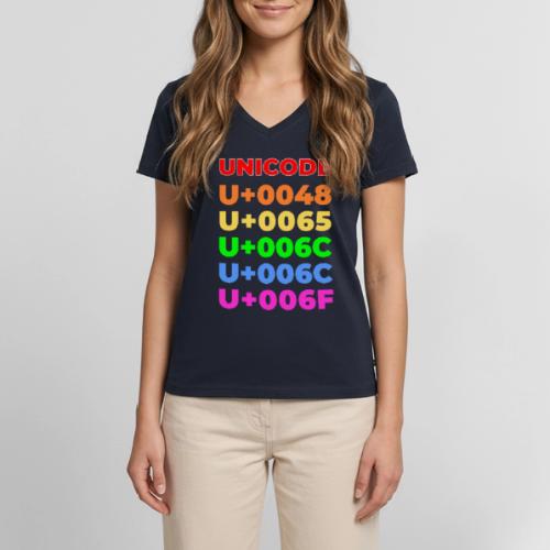 Hello, in unicode - Women's Premium Organic V-Neck T-shirt