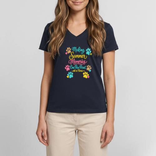 Making Summer Memories Faux Embroidery - Women's Premium Organic V-Neck T-shirt