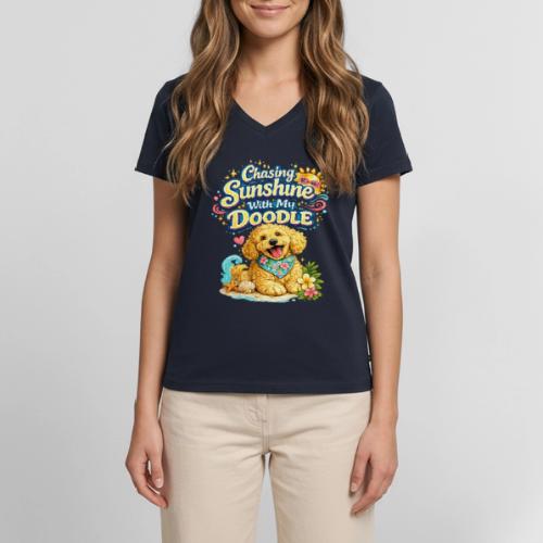 Chasing Sunshine With My Doodle - Women's Premium Organic V-Neck T-shirt