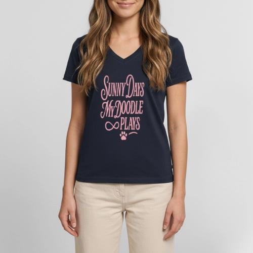 Sunny Days My Doodle Plays - Women's Premium Organic V-Neck T-shirt