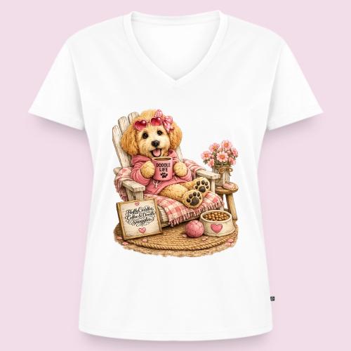 Just Enjoying Life Doodle Dog - Women's Premium Organic V-Neck T-shirt