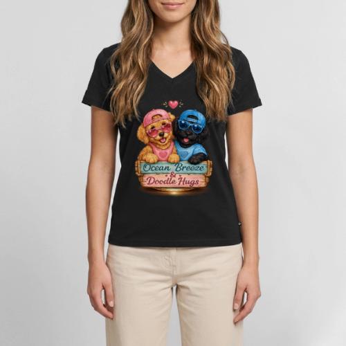Ocean Breeze & Doodle Hugs - Women's Premium Organic V-Neck T-shirt
