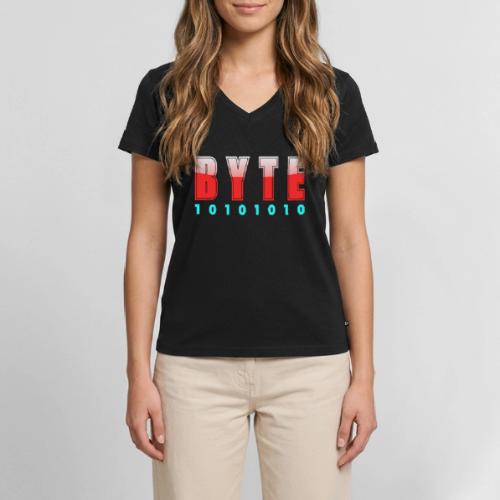 BYTE Binary Code Design - Women's Premium Organic V-Neck T-shirt
