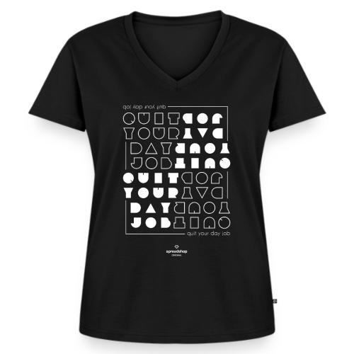 Quit upside white - Women's Premium Organic V-Neck T-shirt