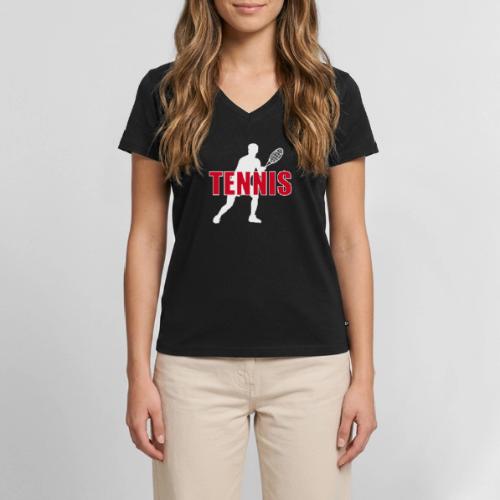 Red Court Tennis - Women's Premium Organic V-Neck T-shirt