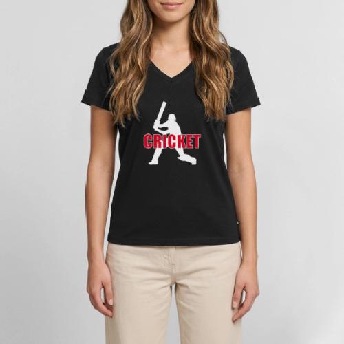 Power Play Cricket - Women's Premium Organic V-Neck T-shirt