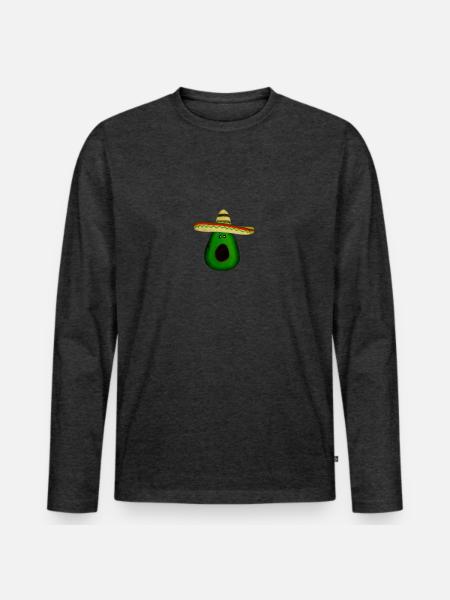 Mexican avocado with sombrero - Men's Premium Long Sleeve T-Shirt - heather anthracite