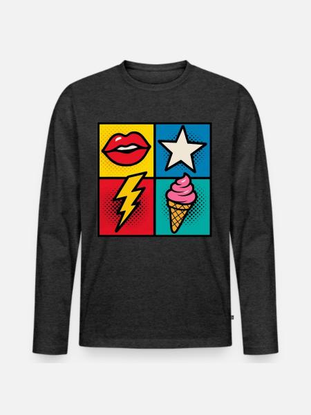 Kiss & Cone Pop - Men's Premium Long Sleeve T-Shirt - heather anthracite