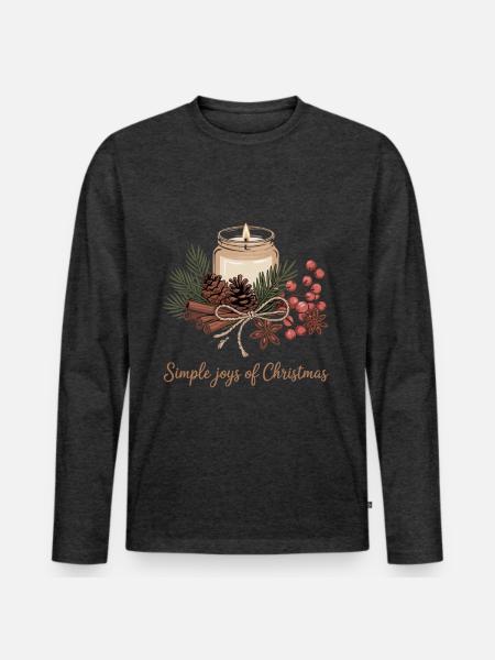 Rustic Christmas Design - Men's Premium Long Sleeve T-Shirt - heather anthracite