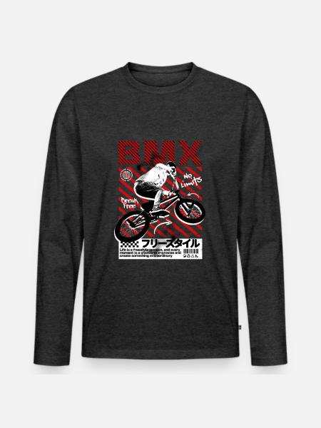 BMX No Limits Neon Stripes - Men's Premium Long Sleeve T-Shirt - heather anthracite