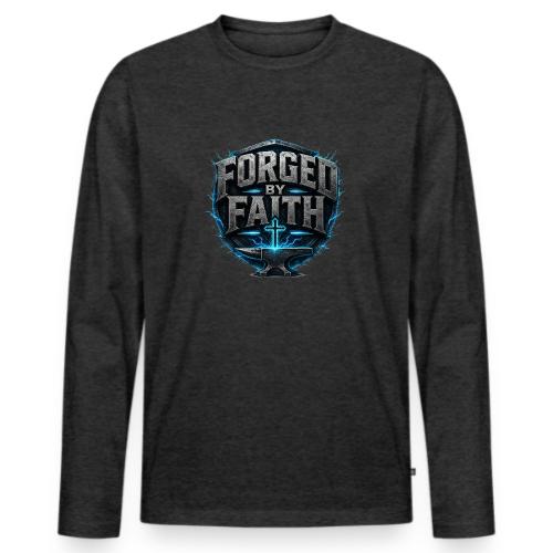 Forged By Faith Cyan Design - Men's Premium Long Sleeve T-Shirt