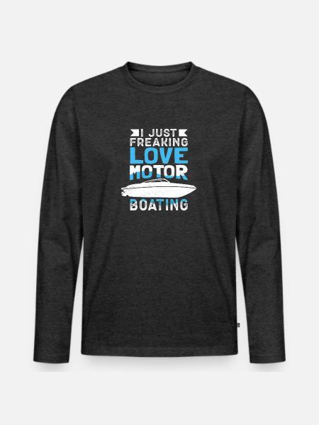 Motorboat Love Motor Boating - Men's Premium Long Sleeve T-Shirt - heather anthracite