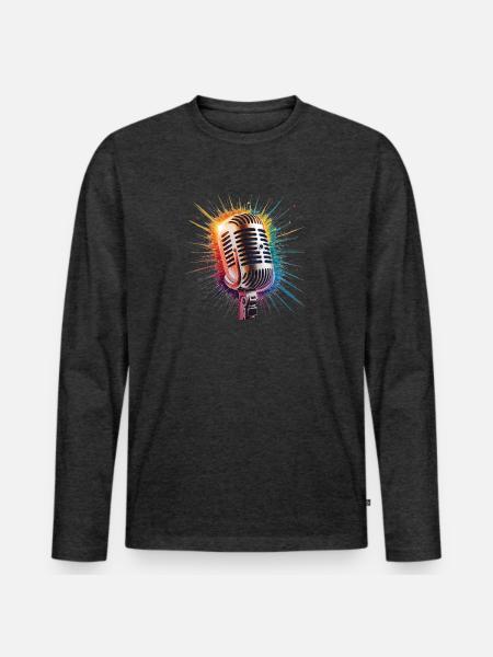 Microphone Art Print - Men's Premium Long Sleeve T-Shirt - heather anthracite