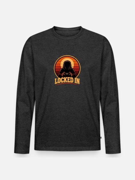 Locked In Retro Gamer - Men's Premium Long Sleeve T-Shirt - heather anthracite