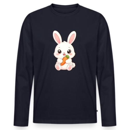 Cute Bunny Rabbit Holding Carrot – Kawaii Easter - Men's Premium Long Sleeve T-Shirt